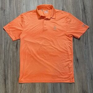 Under Armour Heat Gear Polo M‎ Shirt Loose Fit Orange Striped Short Sleeve
